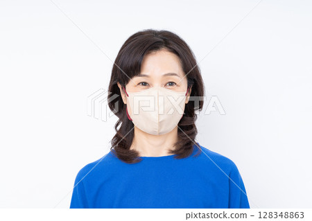 戴著口罩的中年婦女 128348863