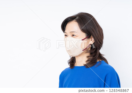 戴著口罩的中年婦女 128348867