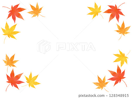 Maple leaf frame watercolor Maple leaf frame watercolor 128348915
