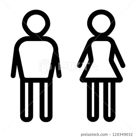 Couple of man and woman, female and male vector black line sign Couple of man and woman, female and male vector black line sign 128349032