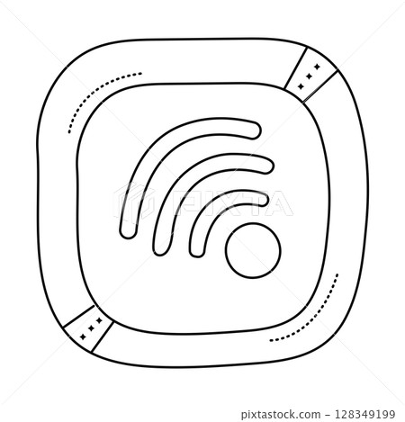 Wi-fi sign, black line icon of wireless fidelity, monochrome internet symbol 128349199