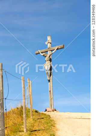 Italy, statue of Jesus Christ, Seceda 128349466