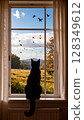 黑貓看著窗外的鳥 128349612