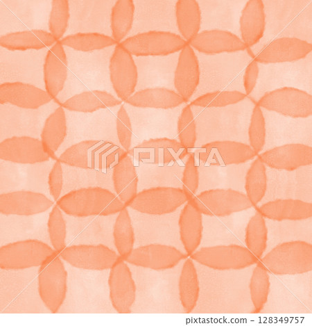 手繪水彩橘色重疊圓圈圖案背景圖 128349757
