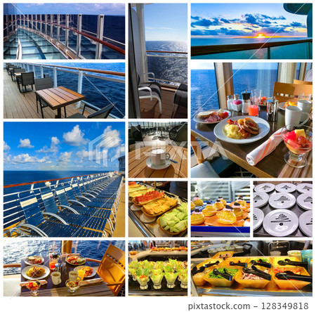 Collage about abstract cruise ship Collage about abstract cruise ship 128349818
