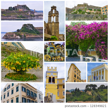 Landscape of Corfu Island Greece from the seaside. Landscape of Corfu Island Greece from the seaside. 128349821