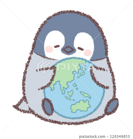 企鵝小雞抱著地球 128349853