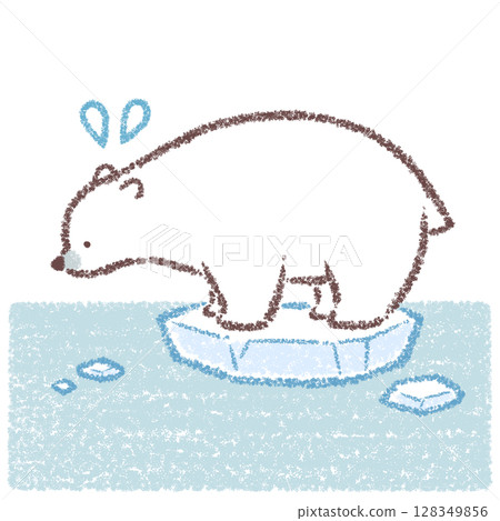 北極熊騎在融化的冰上 128349856