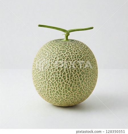 高品質甜瓜擺放在白色背景上。漂亮的網狀甜瓜，用於廣告宣傳。 128350351