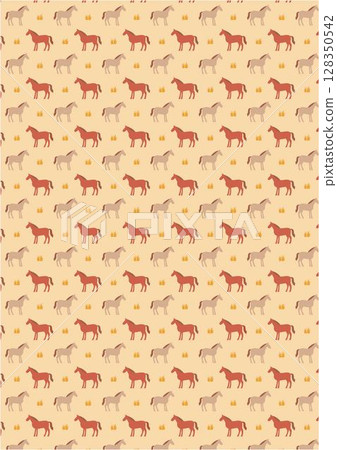 Horse and grass illustration pattern Horse and grass illustration pattern 128350542