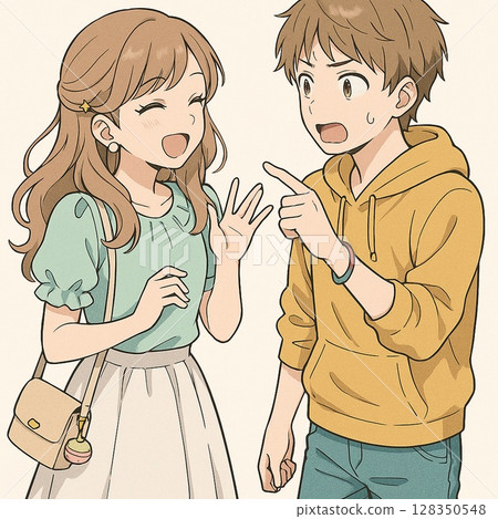 Teenage couple chatting casually in everyday life Generative AI Teenage couple chatting casually in everyday life Generative AI 128350548