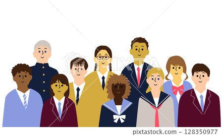 10 young people from various countries in uniforms 128350977