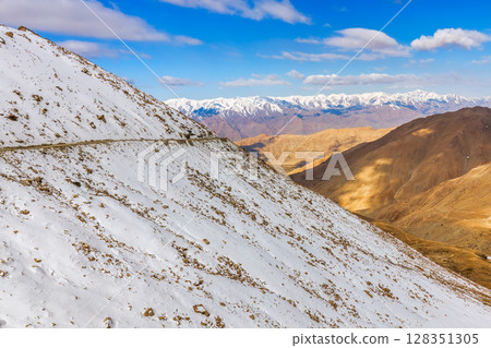 mountains in snow 128351305