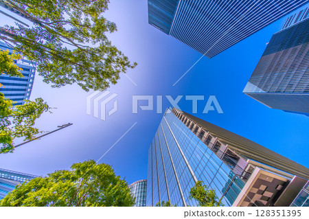 Yokohama cityscape in Japan in July. View of skyscrapers in front of Shin-Takashima Station (9th) Yokohama cityscape in Japan in July. View of skyscrapers in front of Shin-Takashima Station (9th) 128351395