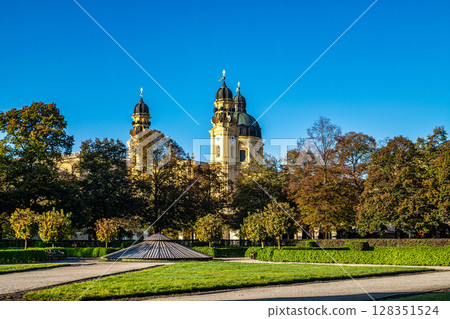 Autumn view of the Theatine Church of St. Cajetan in Munich, Germany 128351524