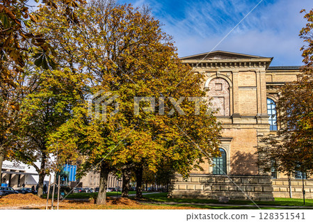 Golden autumn view at the historic palace and museum Alte Pinakothek in Munich in Bavaria 128351541
