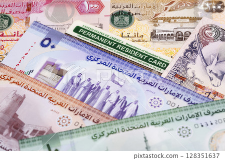 American permanent resident card on United Arab Emirates Dirham American permanent resident card on United Arab Emirates Dirham 128351637
