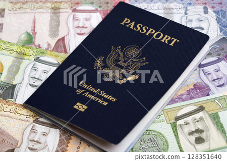 American passport on Saudi riyal American passport on Saudi riyal 128351640