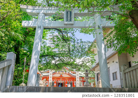 Torii gate at Tamatsukuri Inari Shrine (rebuilt by Toyotomi Hideyori) in Tamatsukuri, Chuo Ward, Osaka City 128351801