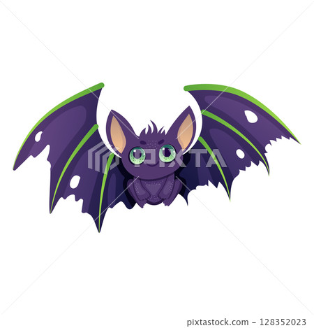 Cute cartoon bat with green wings for Halloween 128352023