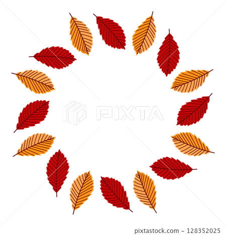 Colorful autumn wreath with red and yellow leaves 128352025