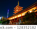 Illuminated Sensoji Temple and Five-storied Pagoda 128352182