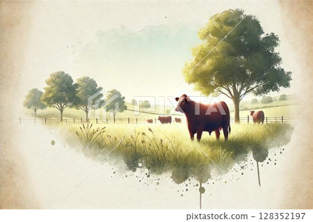 牧場/黑毛和牛 128352197
