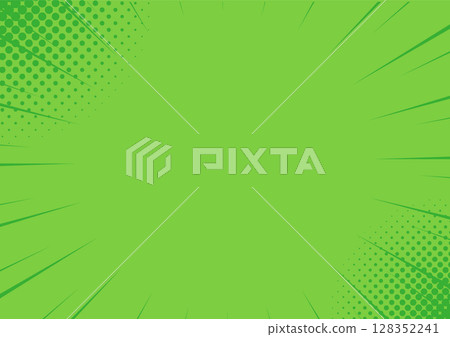 Halftone sunburst pop background illustration material - Concentrated lines - Green 128352241