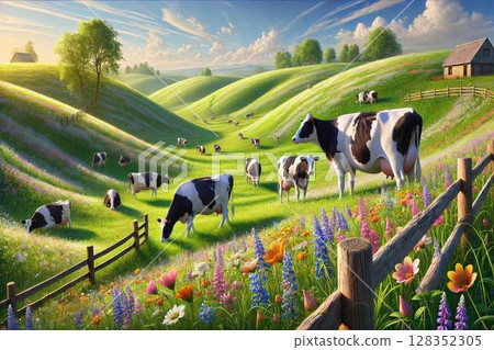 牧場/荷斯坦牛 牧場/荷斯坦牛 128352305