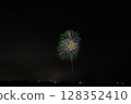 Large fireworks blooming in the summer night sky 128352410