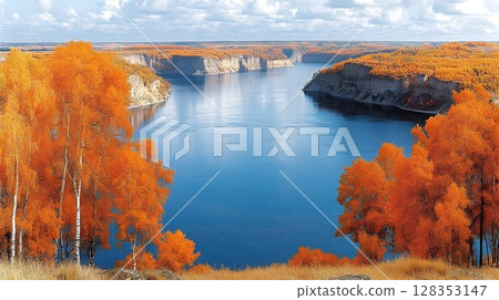 Abstract orange and blue blurred background texture Abstract orange and blue blurred background texture 128353147