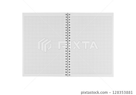 Checkered Notebook with Spiral Binding White Isolated 128353881