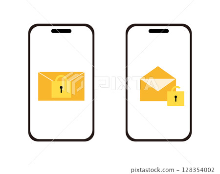 一組智慧型手機和電子郵件圖示插圖 128354002