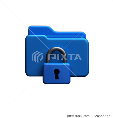 Minimalist 3d locked folder icon, modern ui design for secure app interface or web dashboard 128354456