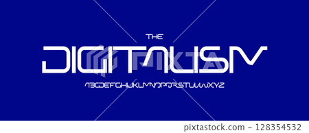 Futuristic techno logo font, rounded sci-fi alphabet. Sleek digital typeface for cyber UI, space headline, tech branding, gaming HUD, innovation interface, geometric typographic. Vector typography Futuristic techno logo font, rounded sci-fi alphabet. Sleek digital typeface for cyber UI, space headline, tech branding, gaming HUD, innovation interface, geometric typographic. Vector typography 128354532