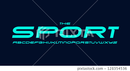 Retro sport font thick alphabet fat letters. Wide bold letter set for vintage car, retro speed race, auto repair shop headline title logo. Big ad type for magazine, shirts lettering. Vector typeset 128354536
