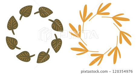 Round frames with leafs. Autumn wreaths. 128354976