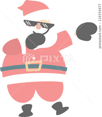 merry christmas and happy new year with cute santa claus and present gift, flat jpg illustration cartoon character costume design 128354977