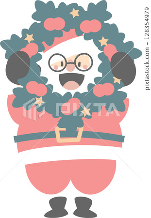 merry christmas and happy new year with cute santa claus and present gift, flat jpg illustration cartoon character costume design merry christmas and happy new year with cute santa claus and present gift, flat jpg illustration cartoon character costume design 128354979