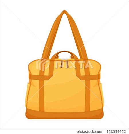 Travel bag, gym bag, sea bag, sports bag, foldable weekend bag, spare bag. Vector illustration, accessory, flat design, Isolated on white background Travel bag, gym bag, sea bag, sports bag, foldable weekend bag, spare bag. Vector illustration, accessory, flat design, Isolated on white background 128355622