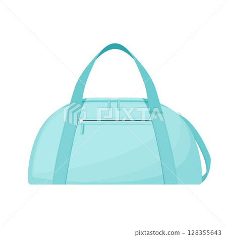 Sport bag for sportswear and equipment. Travel bag, sea bag icon isolated on white background, bag for training and fitness. Duffel bag. Vector illustration, flat design, Isolated on white Sport bag for sportswear and equipment. Travel bag, sea bag icon isolated on white background, bag for training and fitness. Duffel bag. Vector illustration, flat design, Isolated on white 128355643