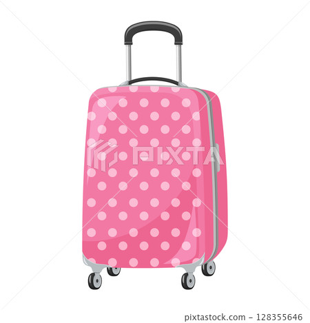 Suitcase for travel, icon isolated white background. luggage icon for trip, tourism, voyage or summer vacation. Flat design 128355646