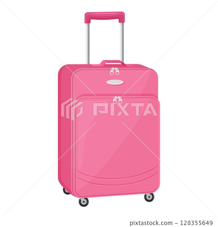 Suitcase for travel, icon isolated white background. luggage icon for trip, tourism, voyage or summer vacation. Flat design Suitcase for travel, icon isolated white background. luggage icon for trip, tourism, voyage or summer vacation. Flat design 128355649