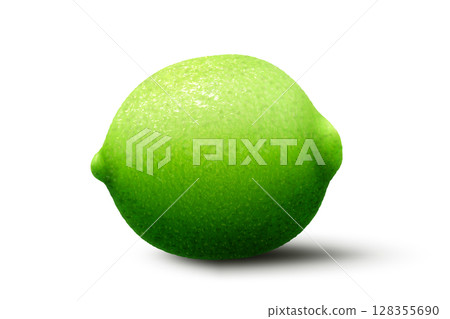 Ripe juicy green lime. 3d Realistic fruit vector illustration isolated on white background. 128355690