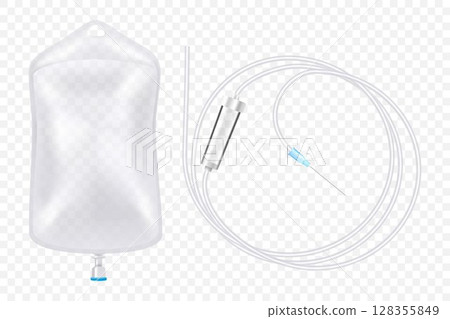 Medical dropper isolated on transparent background. Realistic 3d vector illustration. Medical dropper isolated on transparent background. Realistic 3d vector illustration. 128355849