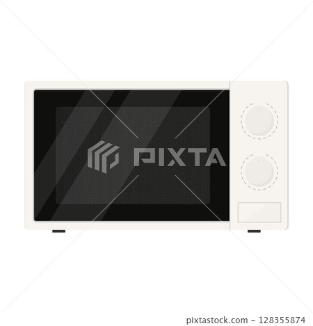 Microwave isolated on White Background. Cooking equipment, electrical appliances, kitchen technology concept. Stock vector illustration Isolated on white background in flat cartoon style. 128355874