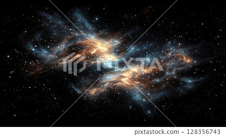 Fantasy art of galaxies and nebulae shining in space 128356743