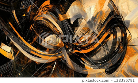 Abstract brush art drawn with digital brush strokes 128356791