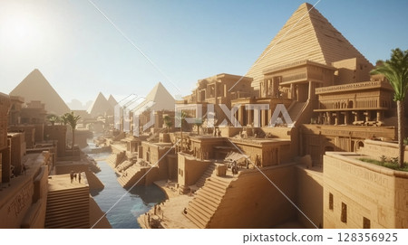 A perfectly recreated view of an ancient Egyptian city 128356925