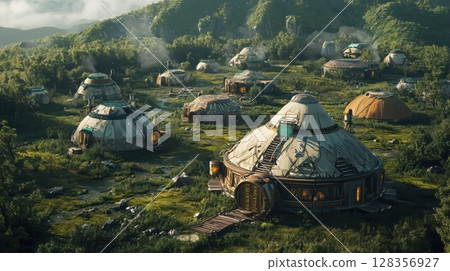 Nomadic village life revived with futuristic technology 128356927